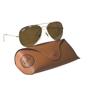 Rayban RB3025 Aviator Gold Brown Unisex Mint